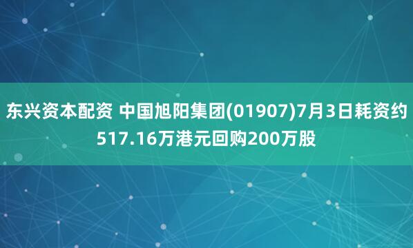 东兴资本配资 中国旭阳集团(01907)7月3日耗资约517.16万港元回购200万股